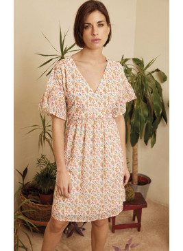 Vestido corto estampado flores