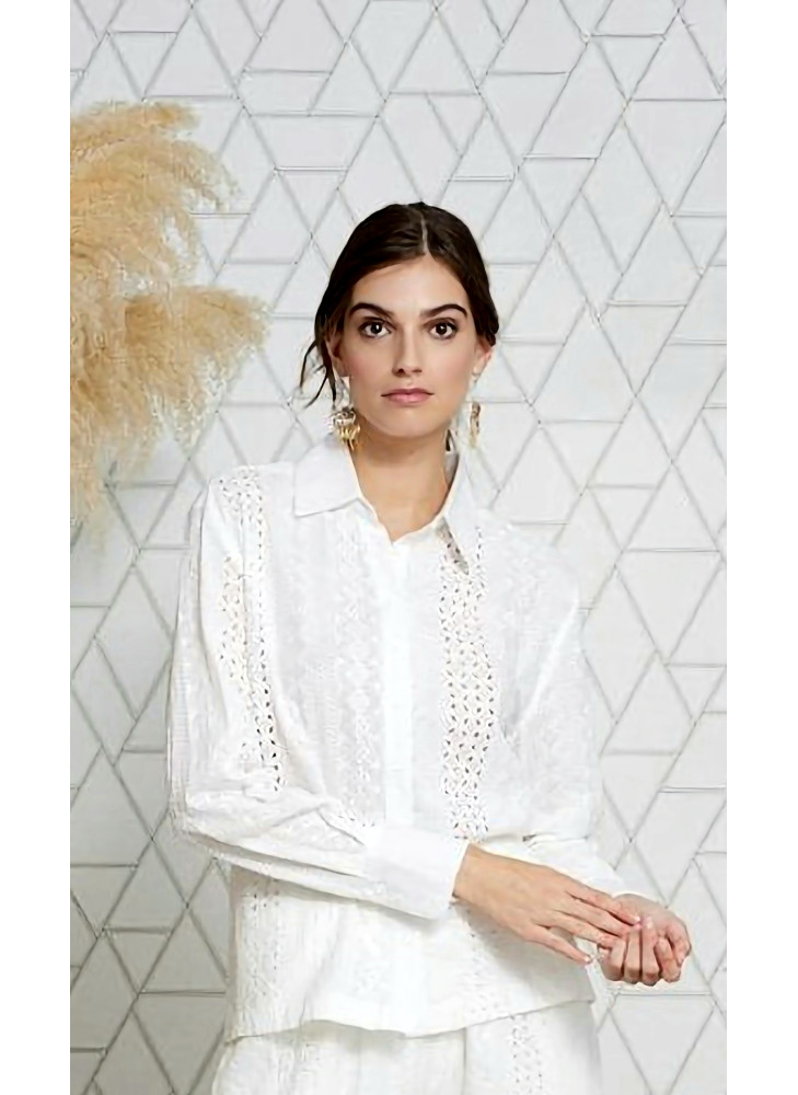 Camisa blanca manga larga algodón