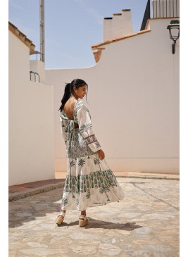 Vestido largo estampado verde palmeras