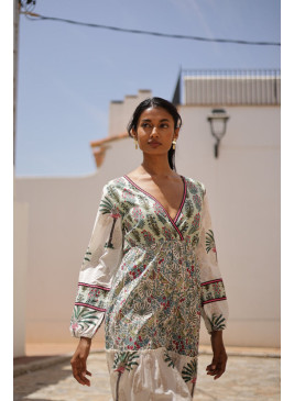 Vestido largo estampado verde palmeras