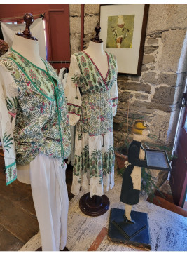 Vestido largo estampado verde palmeras