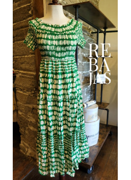 Vestido verde largo nido de abeja