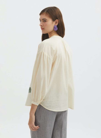 Camisa mujer Nice Things WWS057 Bordada Beige