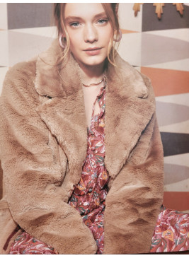 Abrigo reversible largo piel sintética de mujer