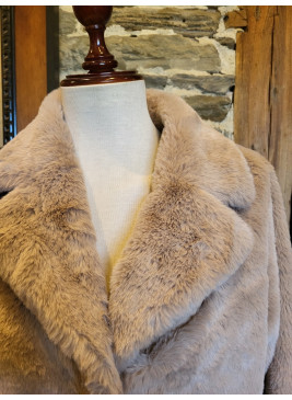 Abrigo reversible largo piel sintética de mujer