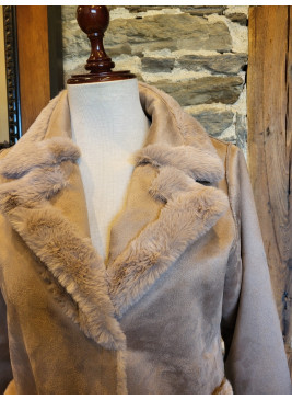 Abrigo reversible largo piel sintética de mujer