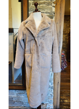 Abrigo reversible largo piel sintética de mujer