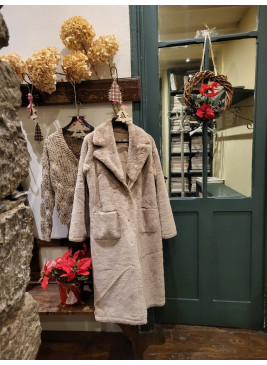 Abrigo reversible largo piel sintética de mujer