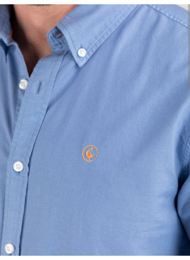 Camisa EL GANSO algodón garment dyed azul medio de hombre