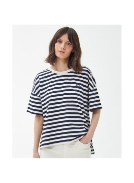 Camiseta Barbour de rayas oversize azul Adria top navy de mujer