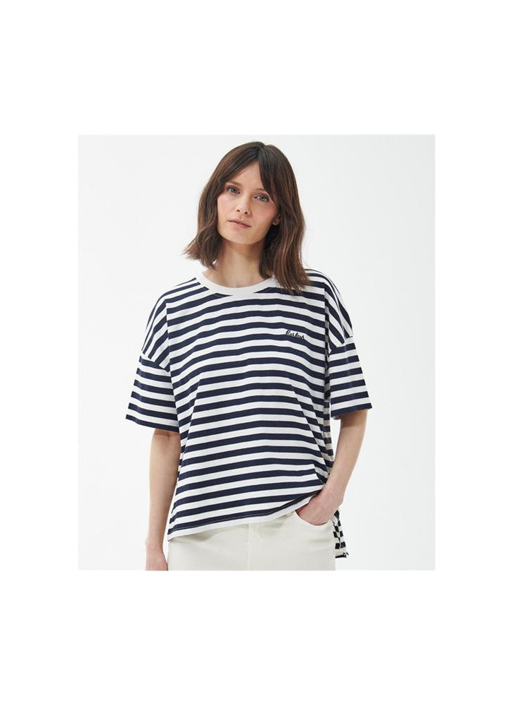 Camiseta Barbour de rayas oversize azul Adria top navy de mujer