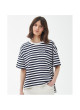 Camiseta Barbour de rayas oversize azul Adria top navy de mujer