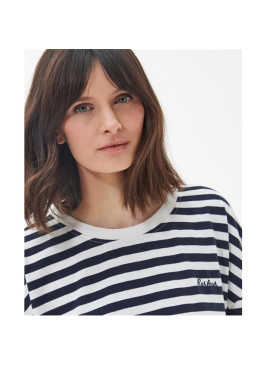 Camiseta Barbour de rayas oversize azul Adria top navy de mujer