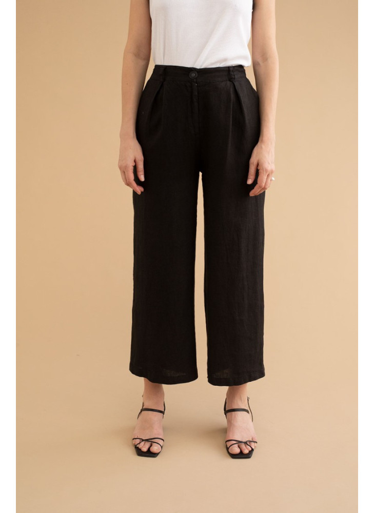 Pantalón Mus&Bombon negro de lino Dumian de mujer