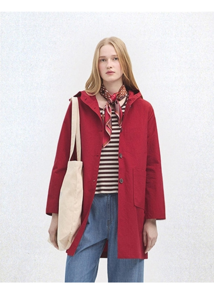 Trench Nice Things roja con capucha de mujer WWU137
