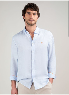 Camisa EL GANSO de lino azul claro de hombre q
