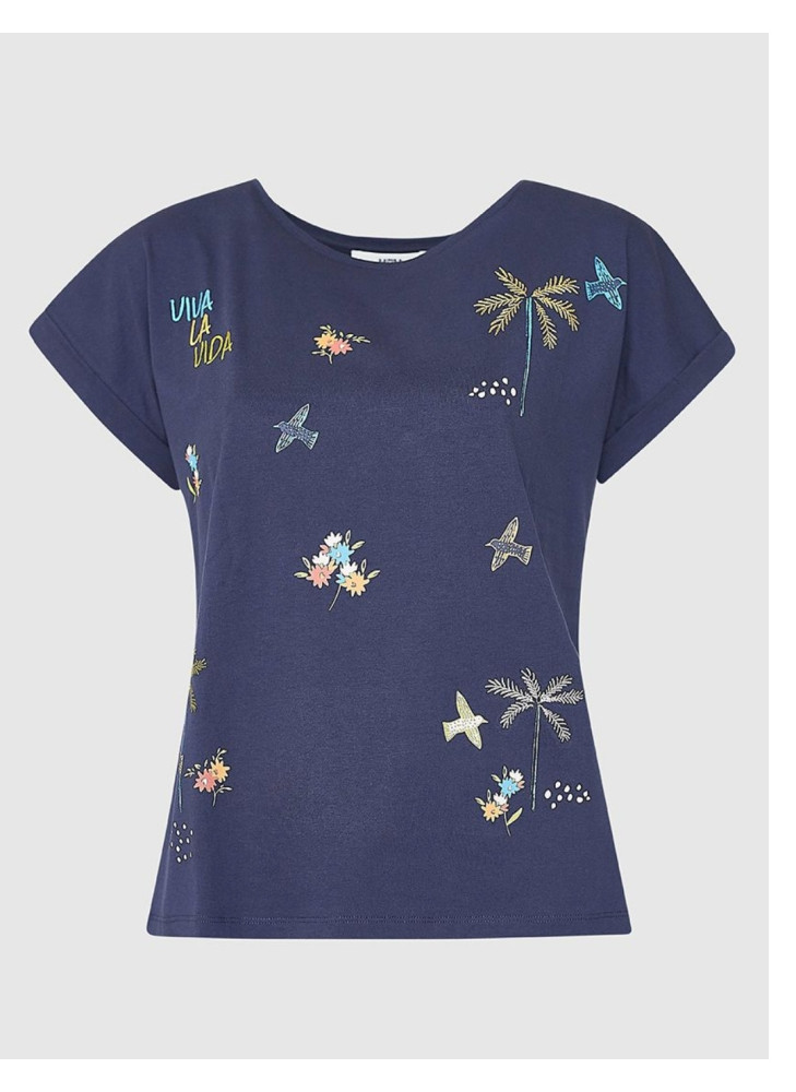 Camiseta azul de mujer viva la vida