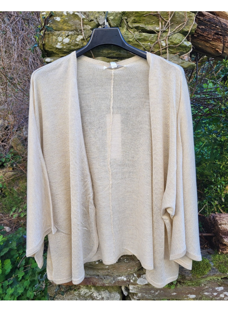 Chaqueta beige con lurex de mujer