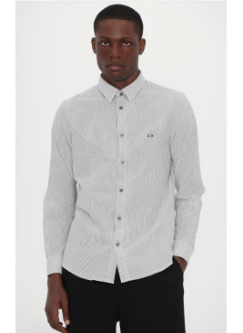 Camisa Armani Exchange de rayas azul grisáceo XM000439