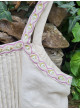 Top de lino y algodón beige de mujer