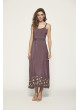 Vestido largo de tirantes con bordados florales de hilo metálico de mujer