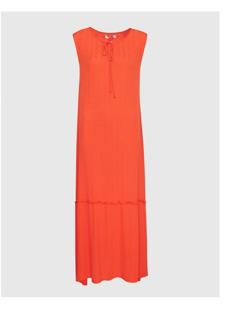 Vestido largo sin mangas coral de mujer