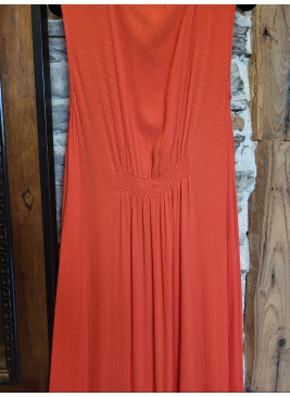 Vestido largo sin mangas coral de mujer