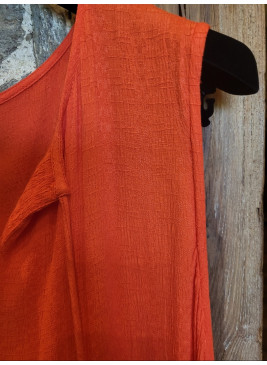 Vestido largo sin mangas coral de mujer