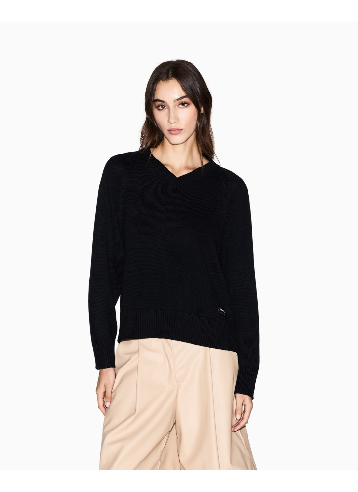 Jersey Armani Exchange negro de pico XW001335 de mujer