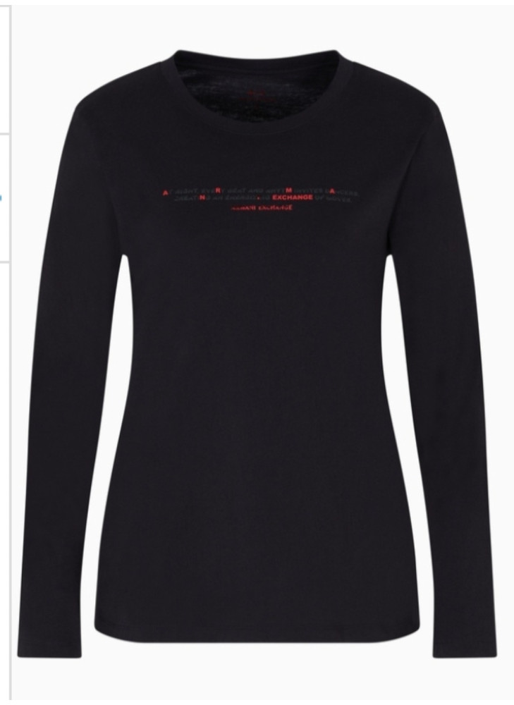 Camiseta Armani Exchange negra de manga larga XW001360 de mujer
