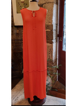 Vestido largo sin mangas coral de mujer