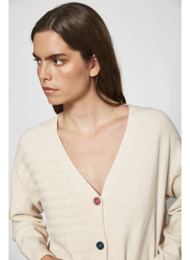 Chaqueta cruda con botones de colores de mujer