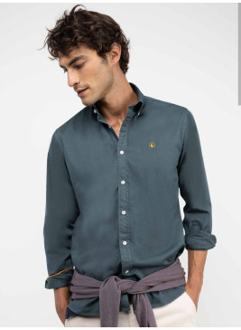 Camisa EL GANSO verde garment dyed de hombre