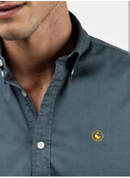 Camisa EL GANSO verde garment dyed de hombre