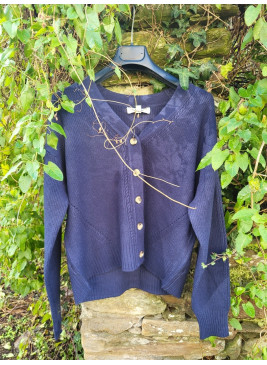 Chaqueta de punto azul de...