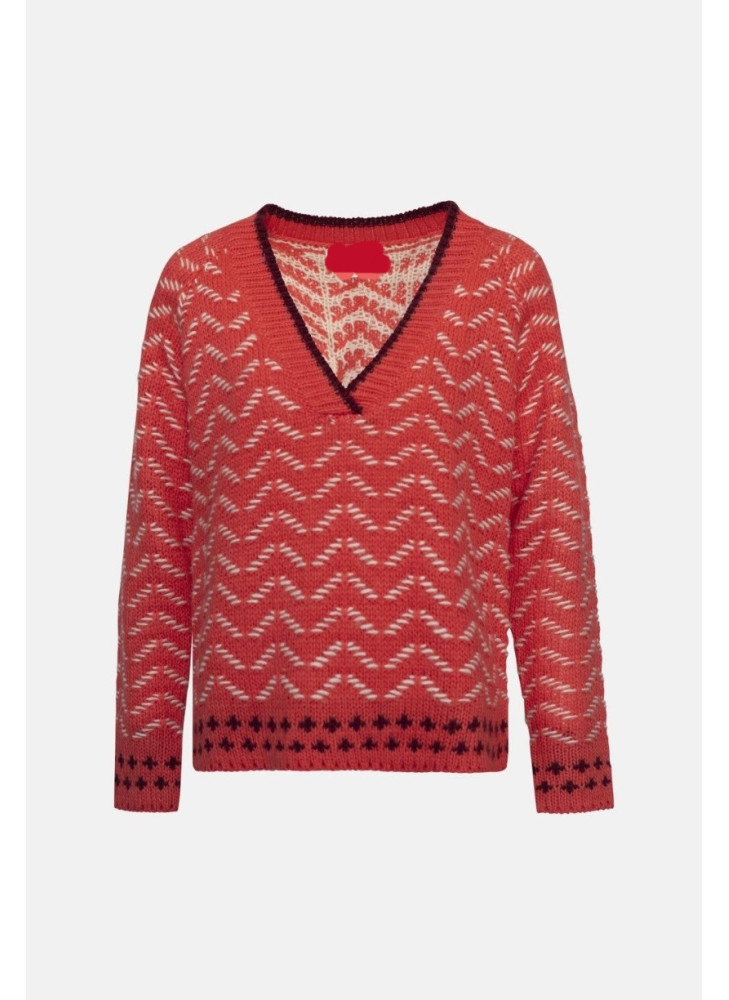 Jersey de pico coral zic zac de mujer