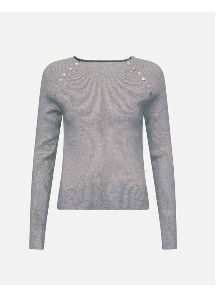 Jersey gris canalé de mujer