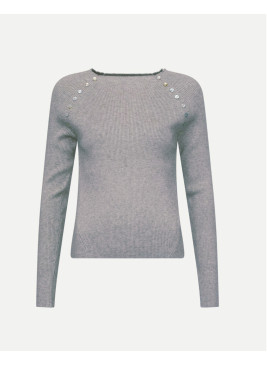 Jersey gris canalé de mujer