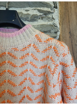 Jersey zic zac naranja vivo rosa de mujer