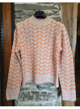 Jersey zic zac naranja vivo rosa de mujer