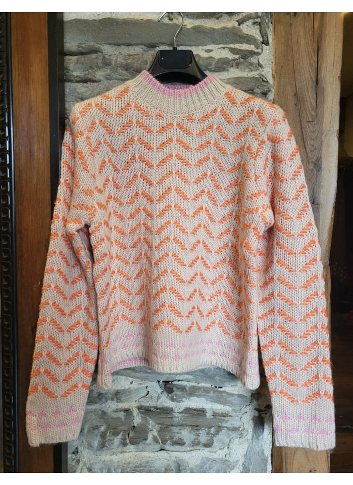 Jersey zic zac naranja vivo rosa de mujer