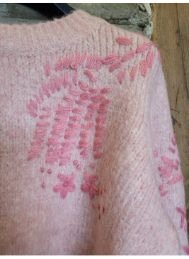 Jersey rosa con bordados de mujer