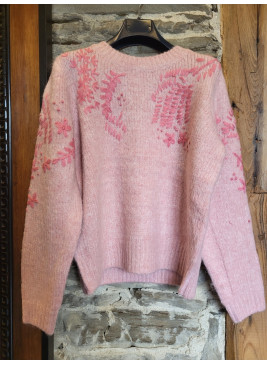 Jersey rosa con bordados de mujer