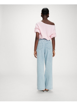 Pantalón ancho azul Pompon de mujer