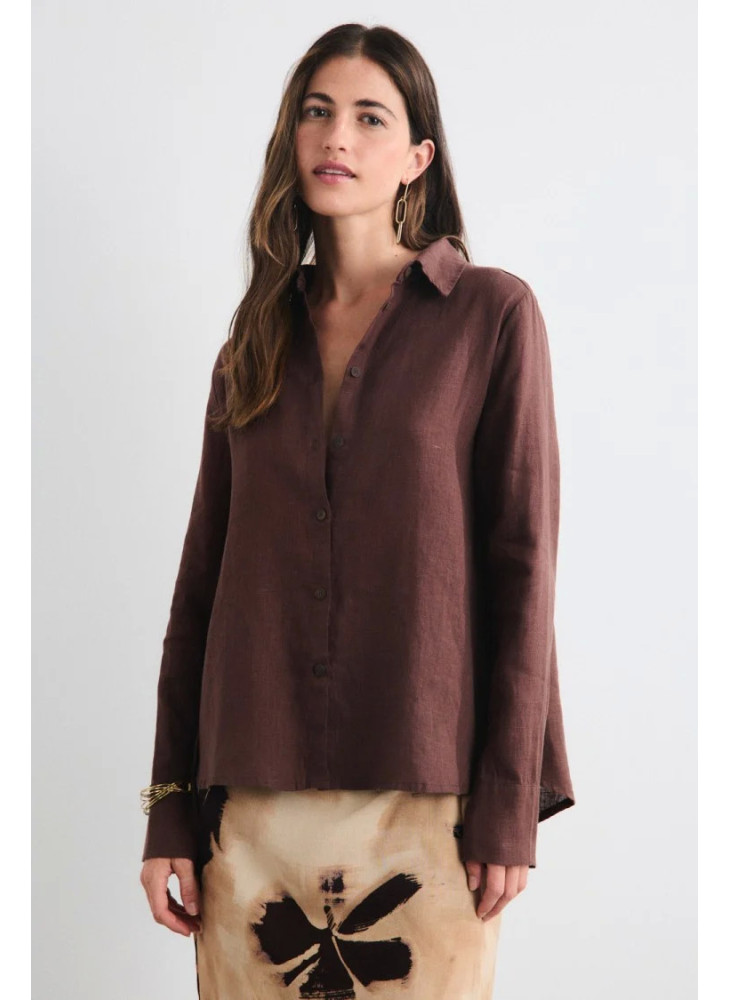 Camisa Mus&Bombon marrón de lino Aurora