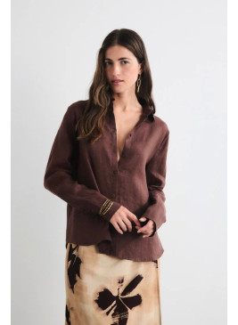 Camisa Mus&Bombon marrón de lino Aurora