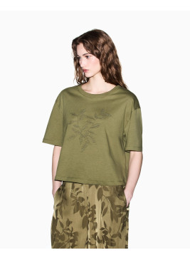 Camiseta Armani Exchange cropped verde XW002298