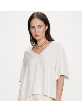 Top con cuello pico Violon  de manga corta de mujer