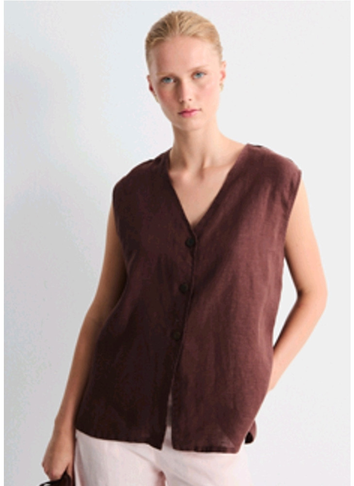 Chaleco Mus&Bombon marrón de lino Arani