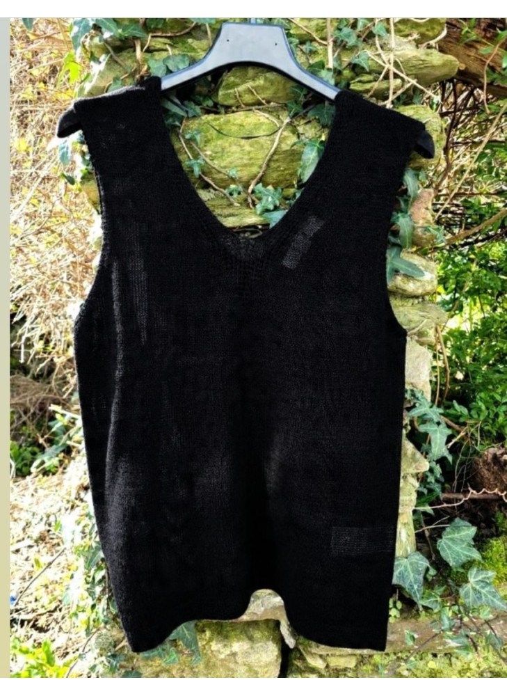 Top negro de punto de mujer